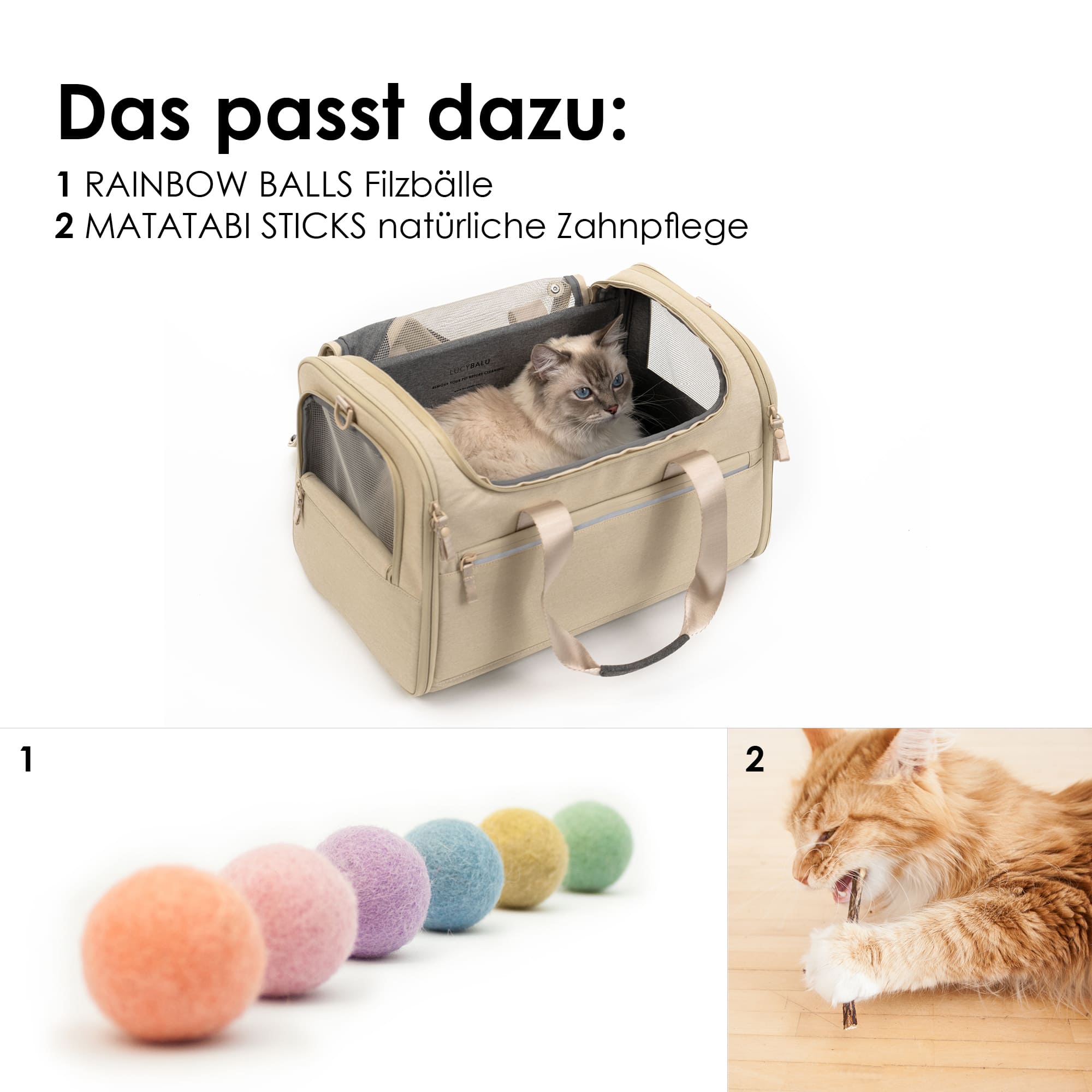 CHECK-IN Transporttasche in Sand – passend dazu: RAINBOW BALLS Filzbälle und MATATABI STICKS