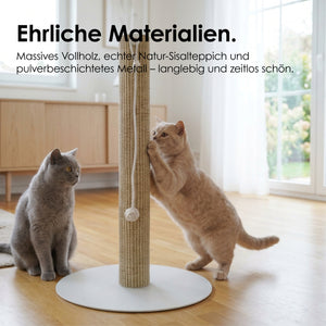 SCRATCHPOLE Kratzstamm – Ehrliche Materialien: Vollholz, Natur-Sisalteppich und pulverbeschichtetes Metall