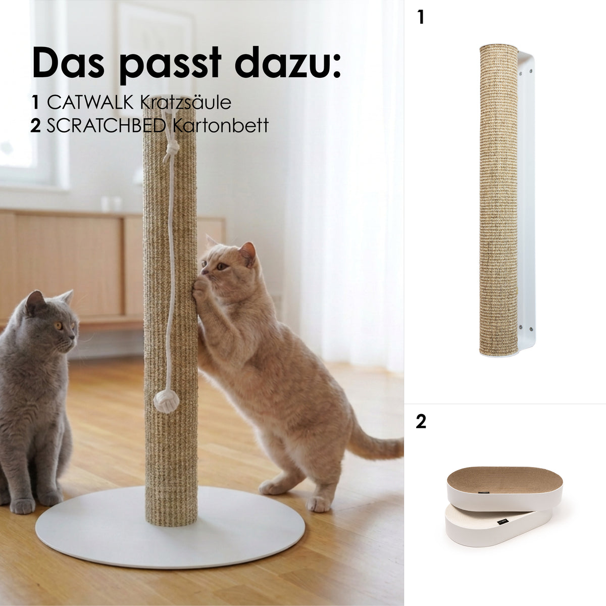SCRATCHPOLE Kratzstamm – passt zu CATWALK Kratzsäule und SCRATCHBED Kartonbett