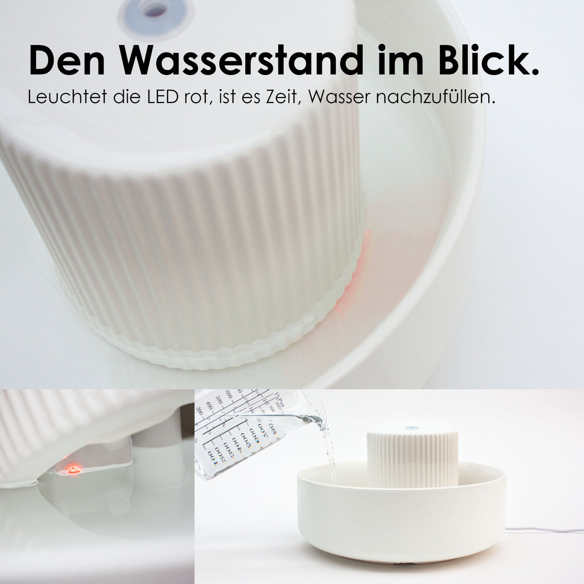 TREVI Trinkbrunnen – LED zeigt Wasserstand an, Wasser wird nachgefüllt