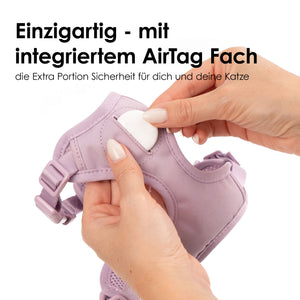 geschirr für katzen mit airtag fach