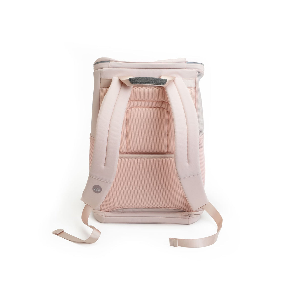 Rosa HOP-ON Katzenrucksack Hello Kitty Edition von hinten mit Tragegurten und LucyBalu Logo