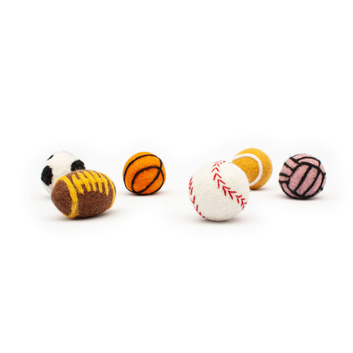 Palline di feltro SUPER BALLS: calcio, football americano, basket, baseball, tennis e pallavolo